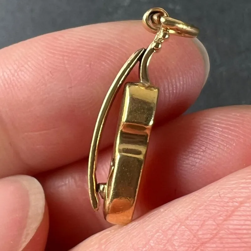 New Pamono Vintage 18k Yellow Gold Violin Charm Pendant, 1960s