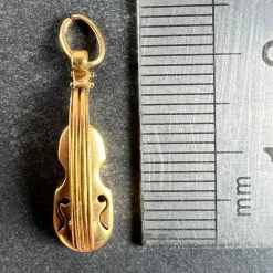 New Pamono Vintage 18k Yellow Gold Violin Charm Pendant, 1960s