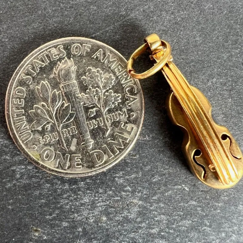 New Pamono Vintage 18k Yellow Gold Violin Charm Pendant, 1960s
