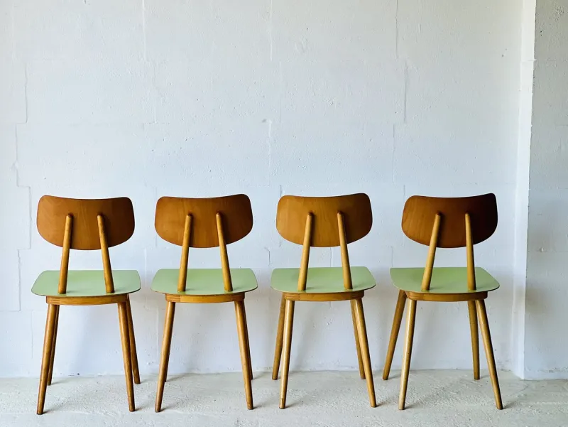 Pamono Vintage Kitchen Chairs from Ton, 1960s, Set of 4> Side Chairs & Dining Chairs