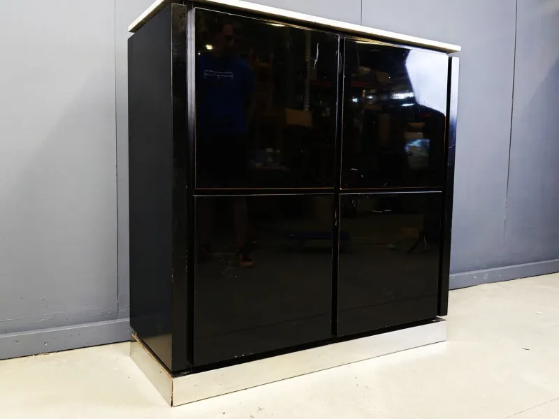 Best Pamono Vintage Lacquer and Marble Bar Cabinet, 1970s