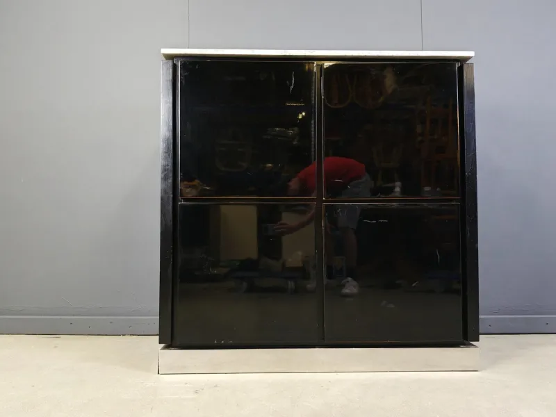 Best Pamono Vintage Lacquer and Marble Bar Cabinet, 1970s