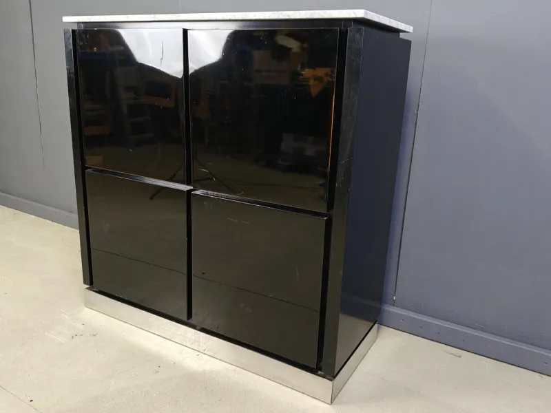 Best Pamono Vintage Lacquer and Marble Bar Cabinet, 1970s