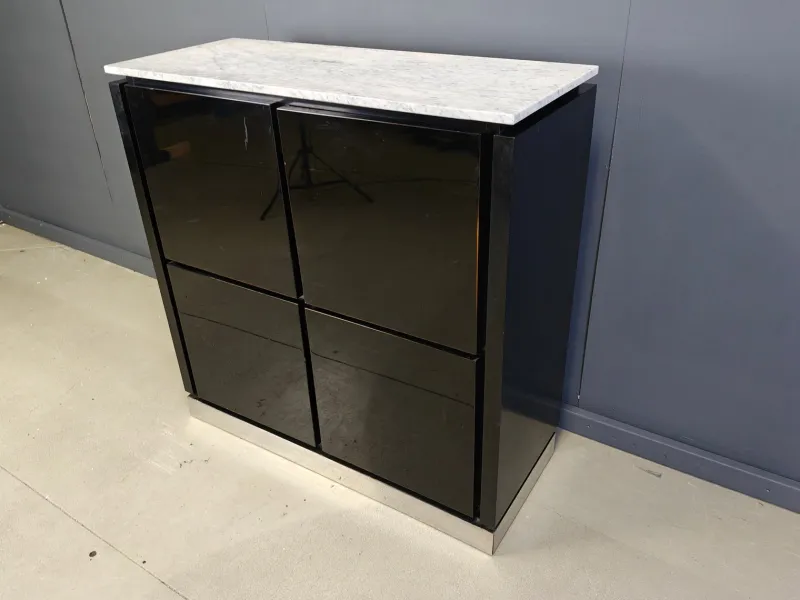 Best Pamono Vintage Lacquer and Marble Bar Cabinet, 1970s
