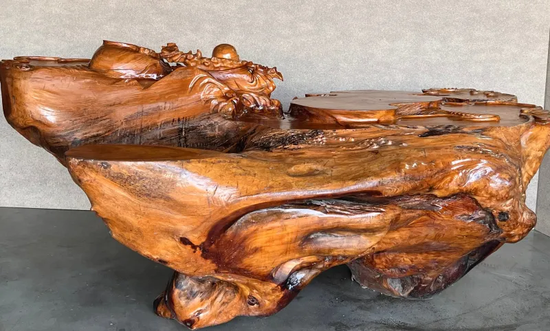 Pamono Vintage Lacquered Root Buddha Shrine Fountain, 1950> Garden Accessories