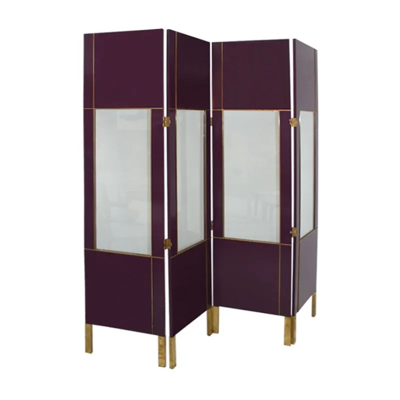 Pamono Vintage Lacquered Screen with Four Leaves> Room Dividers & Screens