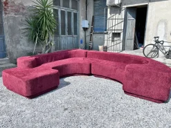 Outlet Pamono Vintage Lara Modular Sofa in Burgundy Bouclé by Roberto Pamio for Stilwood, 1970s