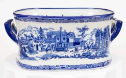 Pamono Vintage Large 20th Century Blue & White Porcelain Planter Jardiniere><noscript><img width=