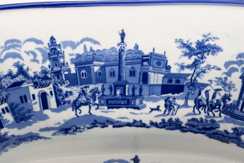 Pamono Vintage Large 20th Century Blue & White Porcelain Planter Jardiniere> Planters And Jardiniere