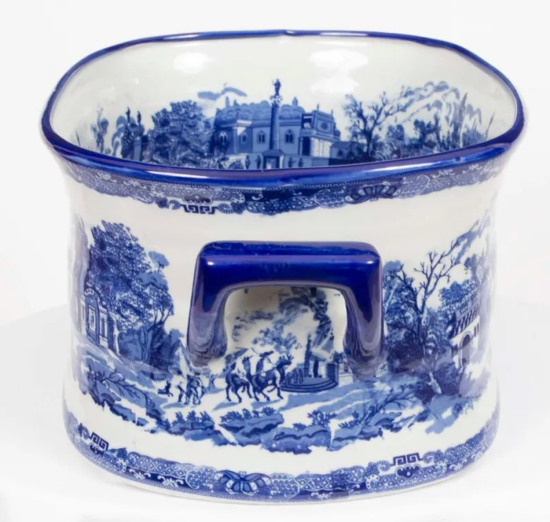 Pamono Vintage Large 20th Century Blue & White Porcelain Planter Jardiniere> Planters And Jardiniere