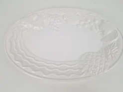 Pamono Vintage Large White Majolica Serving Bowl with Relief Fruits by A. Santos, Portugal, 1970s