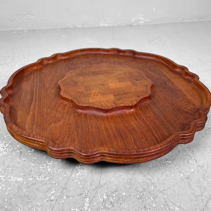 Discount Pamono Vintage Lazy Susan Rotating Tray in Teak from Nissen, Denmark, 1960s