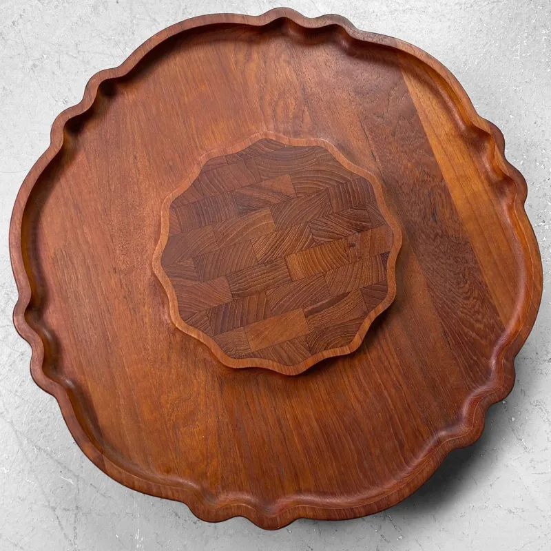 Discount Pamono Vintage Lazy Susan Rotating Tray in Teak from Nissen, Denmark, 1960s