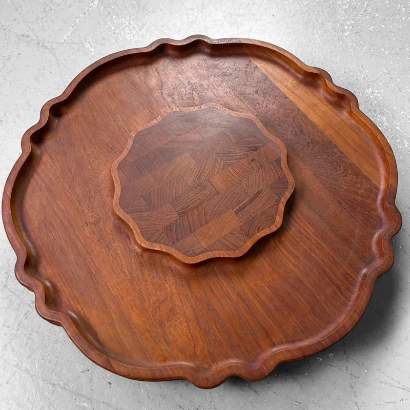 Discount Pamono Vintage Lazy Susan Rotating Tray in Teak from Nissen, Denmark, 1960s