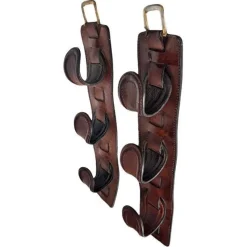 Online Pamono Vintage Leather and Brass Rifle Racks, France, 1970s, Set of 2