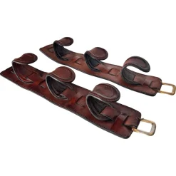 Online Pamono Vintage Leather and Brass Rifle Racks, France, 1970s, Set of 2