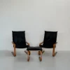 Sale Pamono Vintage Leather Armchairs and Pouf, 1970s, Set of 3