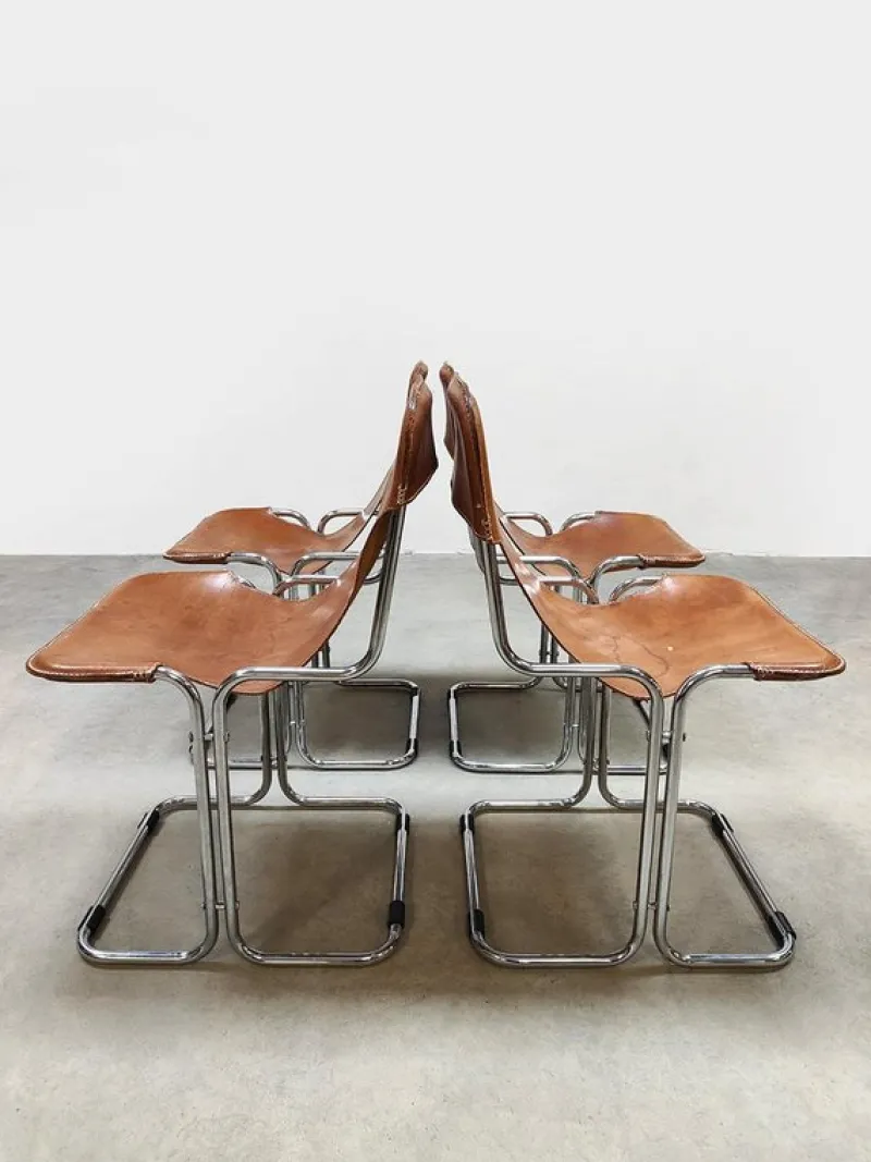 Discount Pamono Vintage Leather Calla Dining Chairs by Ari Colombo for Arflex, 1960s, Set of 4