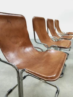 Discount Pamono Vintage Leather Calla Dining Chairs by Ari Colombo for Arflex, 1960s, Set of 4