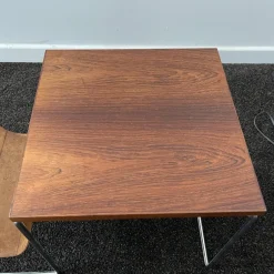 Pamono Vintage Leather, Rosewood & Chromed Steel Side Table / Newspaper Rack, 1970s><noscript><img width=