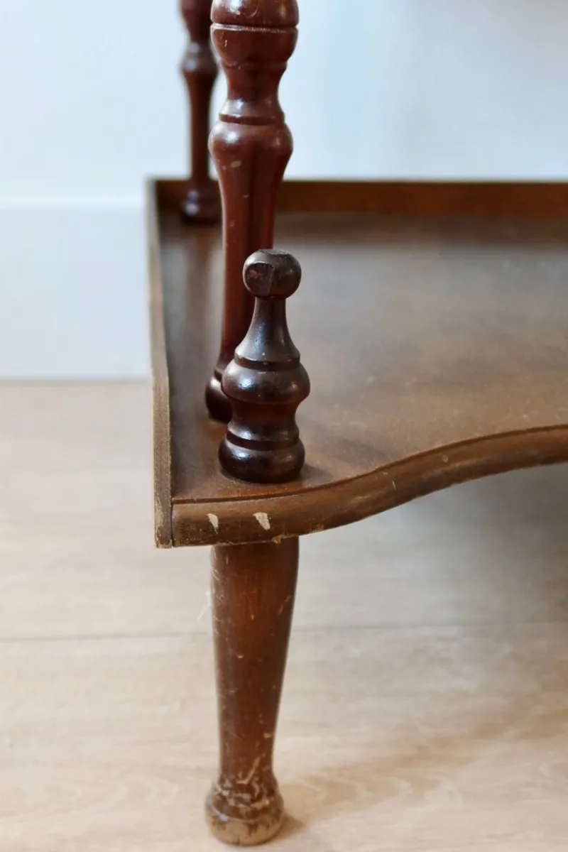 Sale Pamono Vintage 5-Level Corner Shelf in Turned Wood