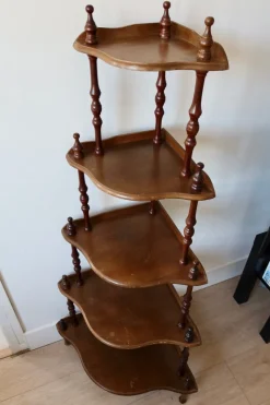 Sale Pamono Vintage 5-Level Corner Shelf in Turned Wood