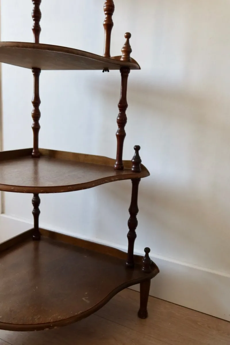 Sale Pamono Vintage 5-Level Corner Shelf in Turned Wood