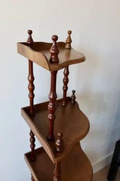 Sale Pamono Vintage 5-Level Corner Shelf in Turned Wood