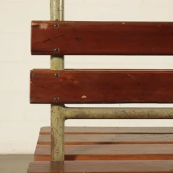 Pamono Vintage Locker Room Bench in Wood and Metal, Italy, 1960s><noscript><img width=