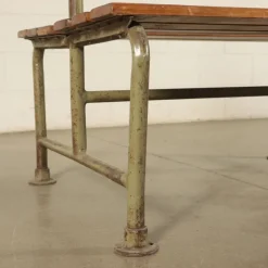 Pamono Vintage Locker Room Bench in Wood and Metal, Italy, 1960s><noscript><img width=