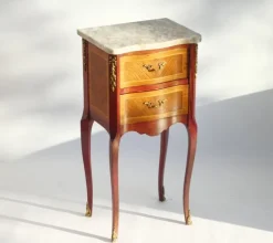 Pamono Vintage Louis XV Style Nightstand with Marble Top, 1940s> Nightstands