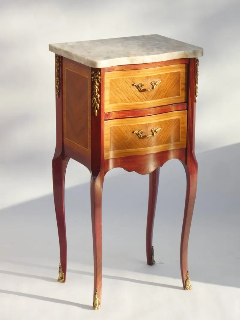 Pamono Vintage Louis XV Style Nightstand with Marble Top, 1940s> Nightstands