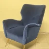 Hot Pamono Vintage Lounge Chair in Blue Velvet, 1950s