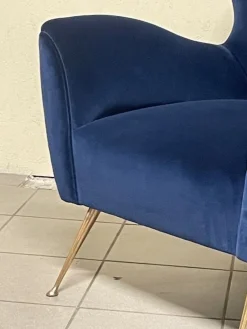 Hot Pamono Vintage Lounge Chair in Blue Velvet, 1950s