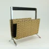 Pamono Vintage Magazine Rack in Chrome, Leather and Bamboo, 1970s> Magazine Racks