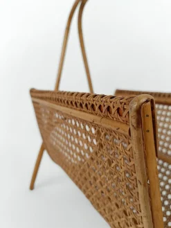 Sale Pamono Vintage Magazine Rack in Wicker, Bamboo, Rattan and Cane, Italy, 1960s