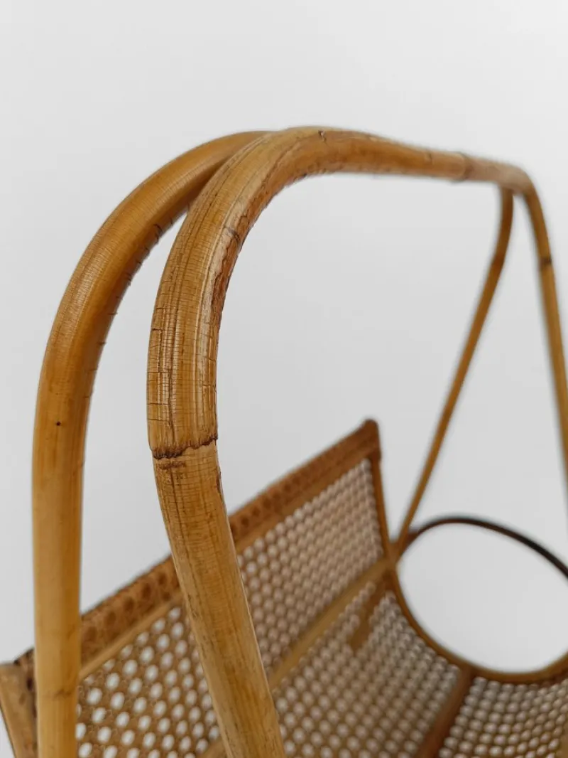 Sale Pamono Vintage Magazine Rack in Wicker, Bamboo, Rattan and Cane, Italy, 1960s