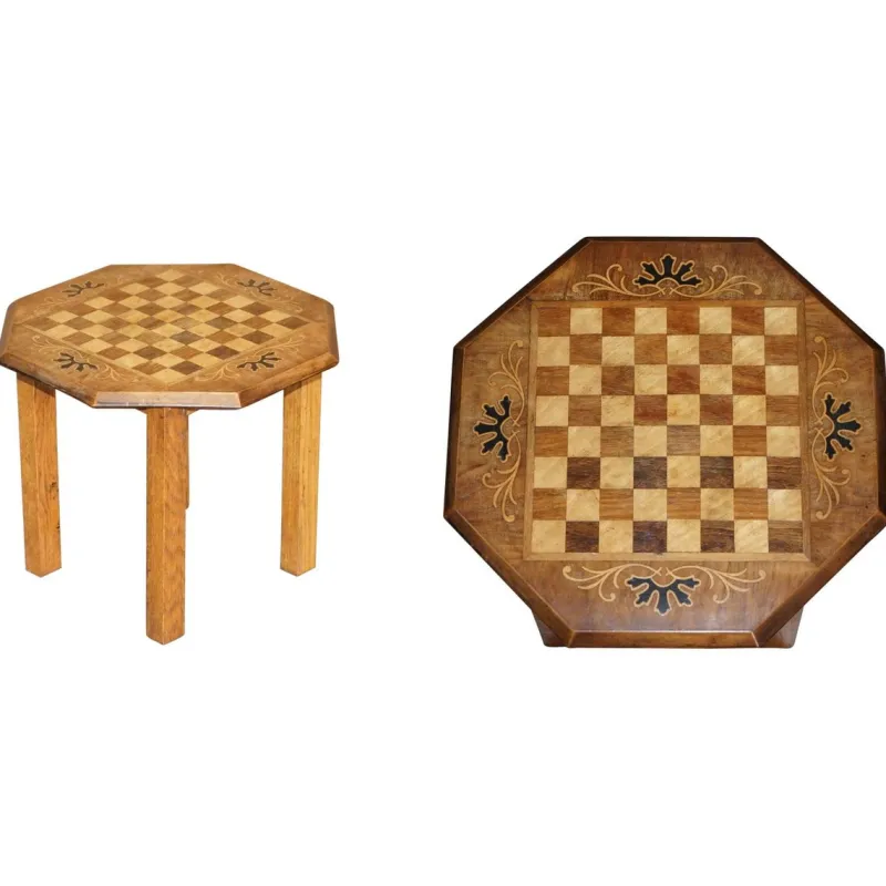 New Pamono Vintage Mahogany Satinwood & Walnut Chess Games Table Ideal as a Side End Piece