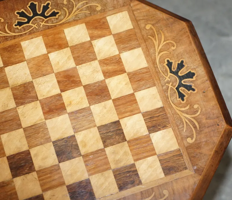 New Pamono Vintage Mahogany Satinwood & Walnut Chess Games Table Ideal as a Side End Piece