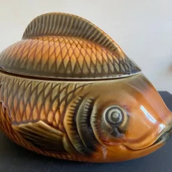 New Pamono Vintage Majolica Fish Tureen by Sarreguemines, 1950s