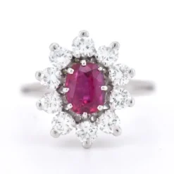 Best Pamono Vintage Marguerite Ring in Gold with Ruby and Diamonds