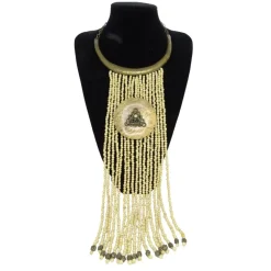 Pamono Vintage Medallion Necklace in Bronze with Jasper Beads, 1990s> Necklaces