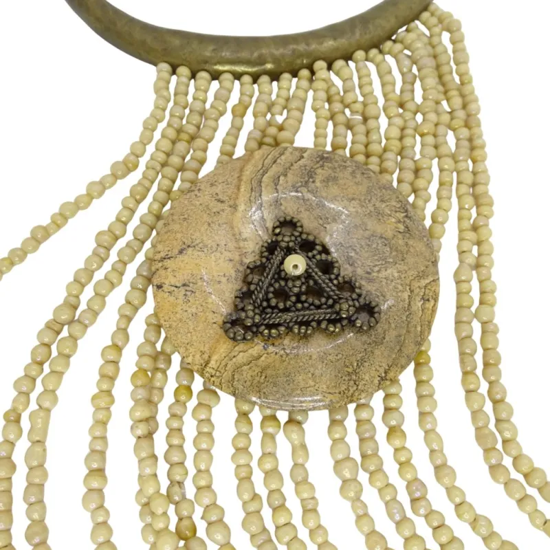 Pamono Vintage Medallion Necklace in Bronze with Jasper Beads, 1990s> Necklaces