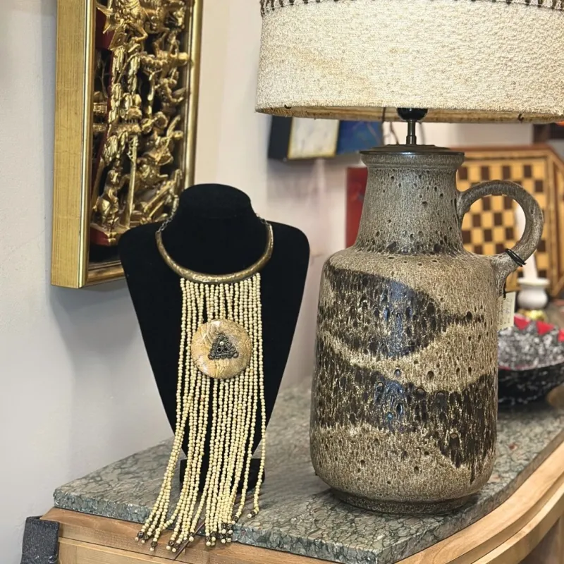 Pamono Vintage Medallion Necklace in Bronze with Jasper Beads, 1990s> Necklaces