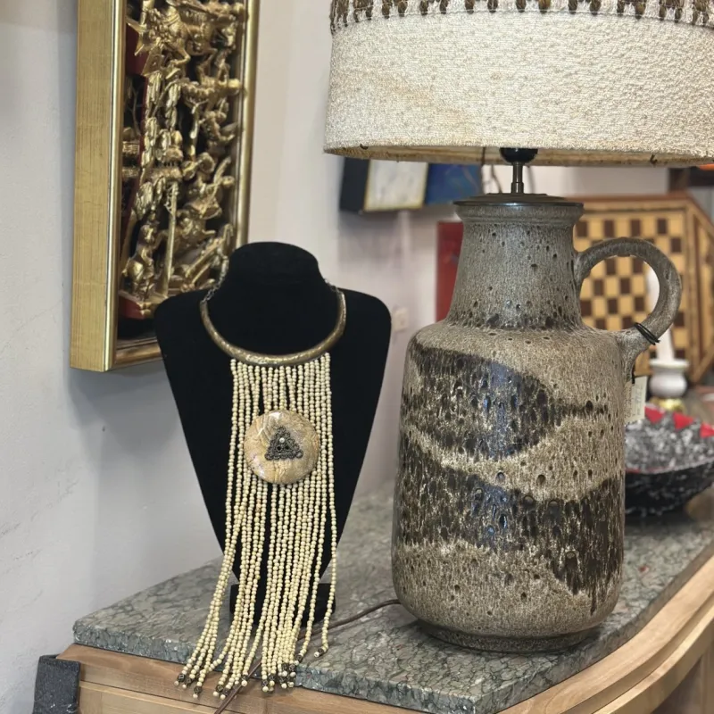 Pamono Vintage Medallion Necklace in Bronze with Jasper Beads, 1990s> Necklaces