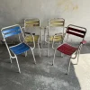 Online Pamono Vintage Metal and Wooden Seating Garden Armchairs, 1970s, Set of 4