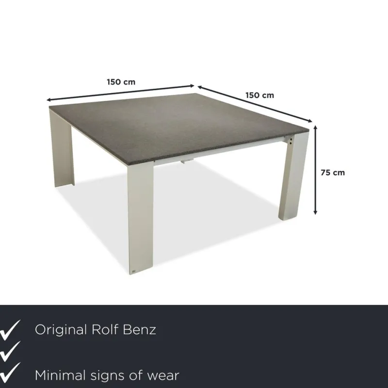 Best Pamono Vintage Metal Dining Table in Black Anthracite Granite and Metal by Rolf Benz