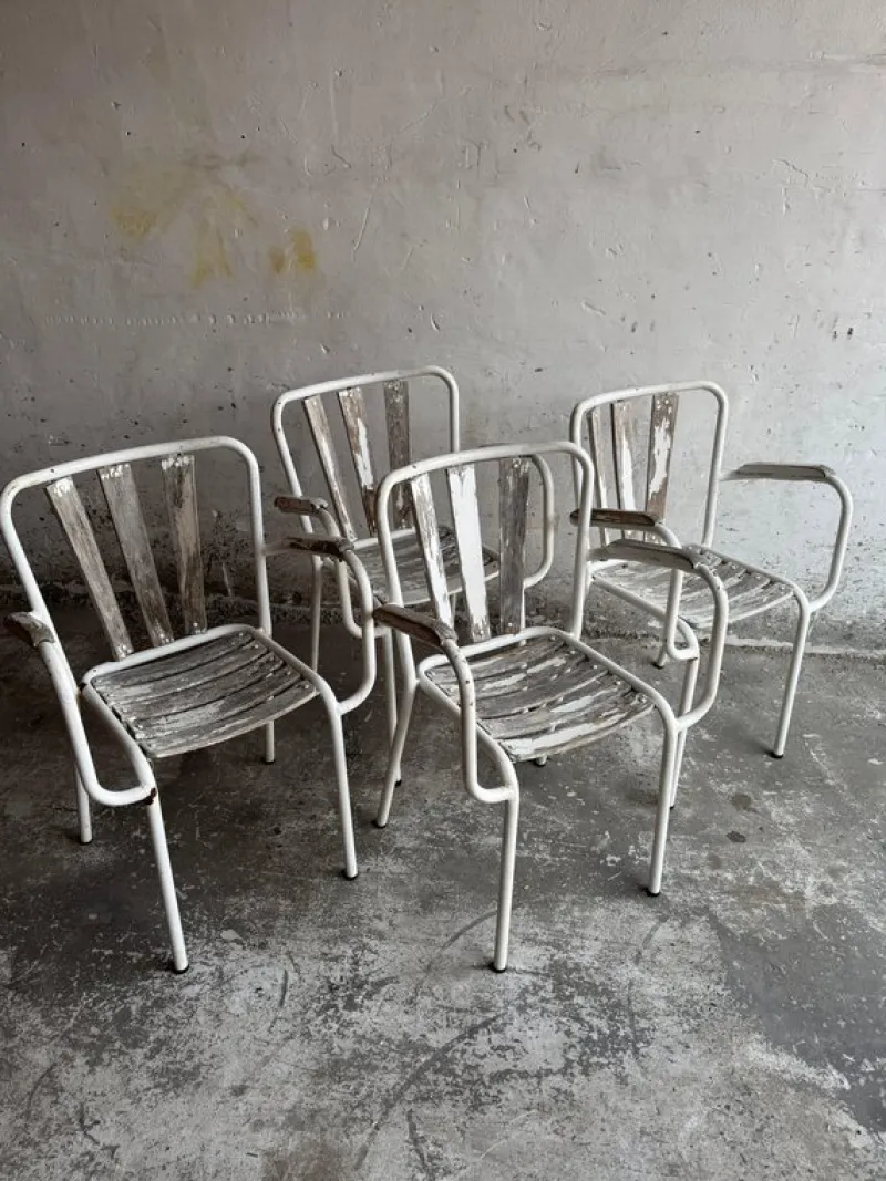 Pamono Vintage Metal Garden Chairs, Set of 4> Garden Seating