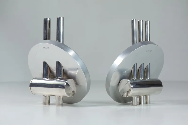 Pamono Vintage Metal Salt and Pepper by Geert Koster, 1987, Set of 2