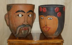 Best Pamono Vintage Mexican Folk Art Terracotta Pots, 1960s, Set of 2